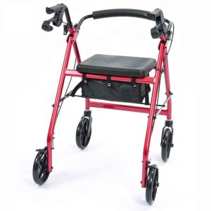 Rollator 4 roues léger avec assise et sacoche de rangement
