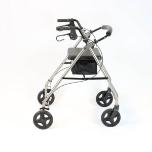 Rollator 4 roues léger haut en aluminium avec assise et sacoche