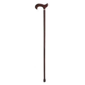 Canne en bois à poignée courbe en T, 90cm de long