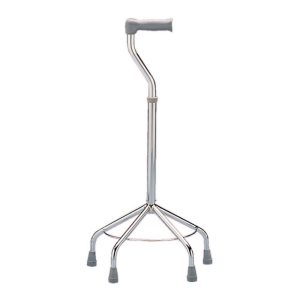 Canne quadripode à base large réglable en hauteur, modèle avec poignée moulée