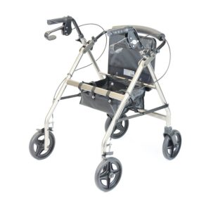 Rollator 4 roues léger mini GRIS avec assise relevée